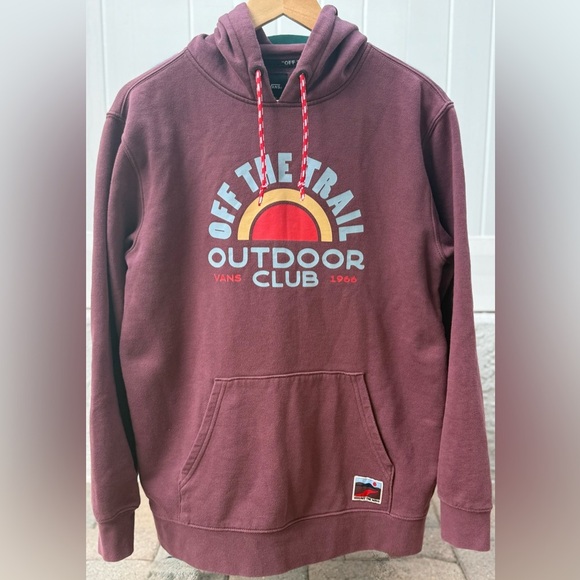 Vans Other - Vans Outdoor Club Hoodie 🌄 Retro Trail Graphic – Size S – Maroon & Mint